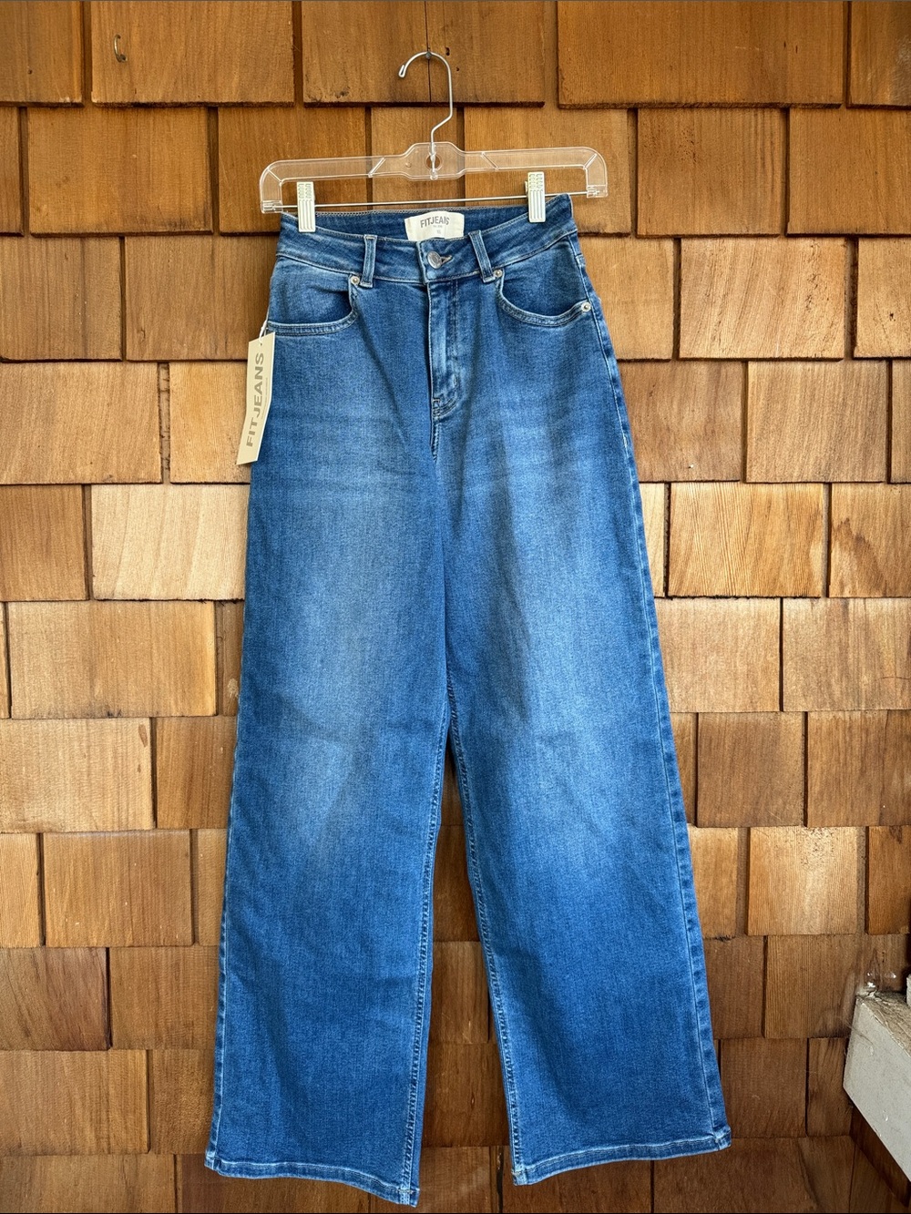 FITJEANS Wide-Leg Denim Jeans in Blue Wash